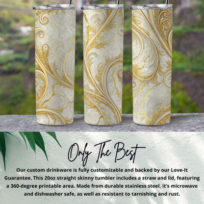 Elegant Gold Swirl Design 20oz Skinny Tumbler