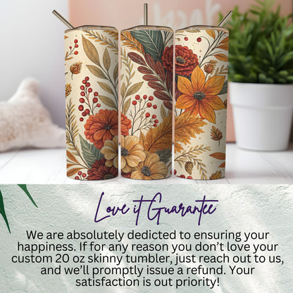 Floral Autumn Design Custom 20 oz Skinny Tumbler