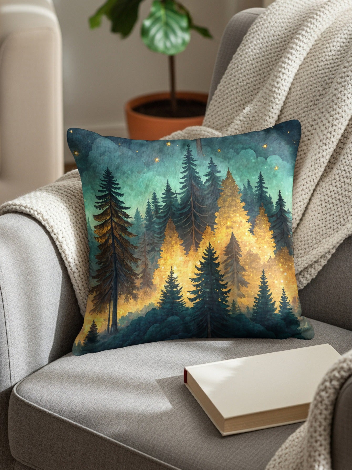 Enchanting Forest Design Lumbar Pillow for Cozy Decor