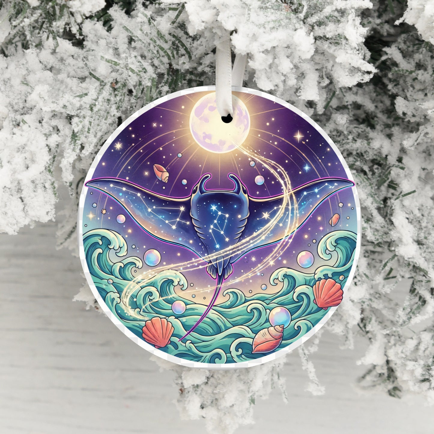 Stunning Ocean Waves Stingray Illuminated Ornament product