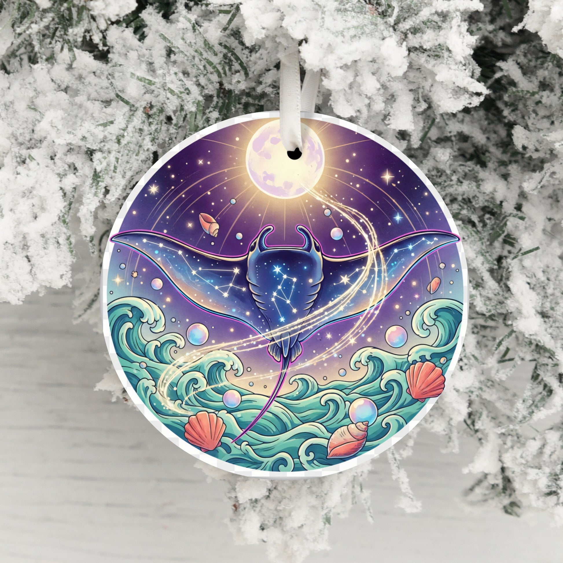 Stunning Ocean Waves Stingray Illuminated Ornament product