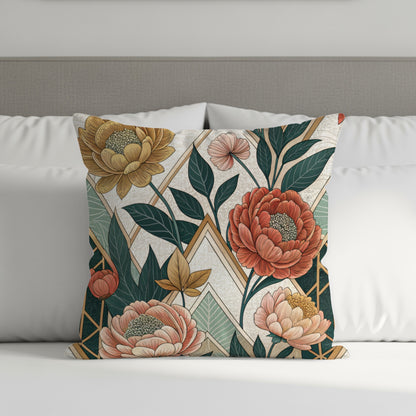 Geometric Floral Art Nouveau Style Patterned Throw Pillows - Walk Greener