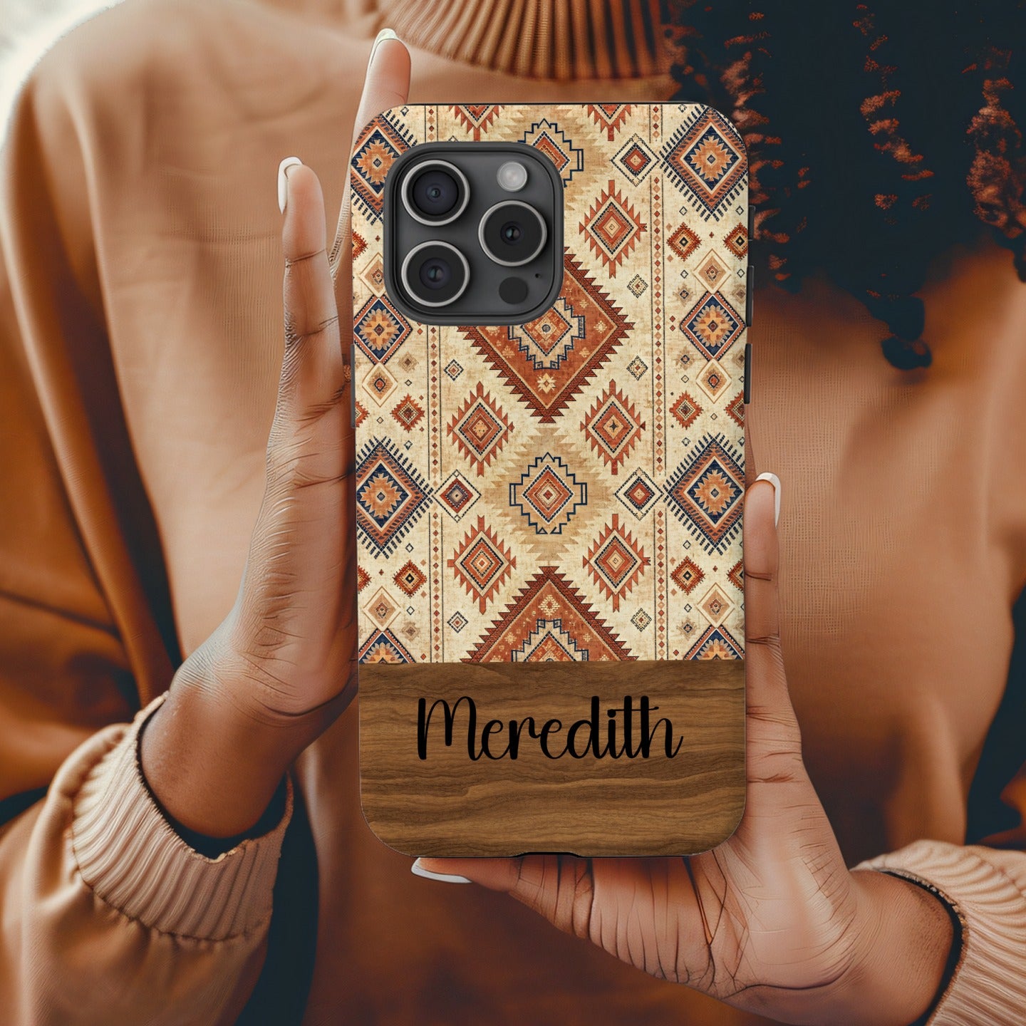 Personalized Aztec Pattern Phone Case with Name Meredith