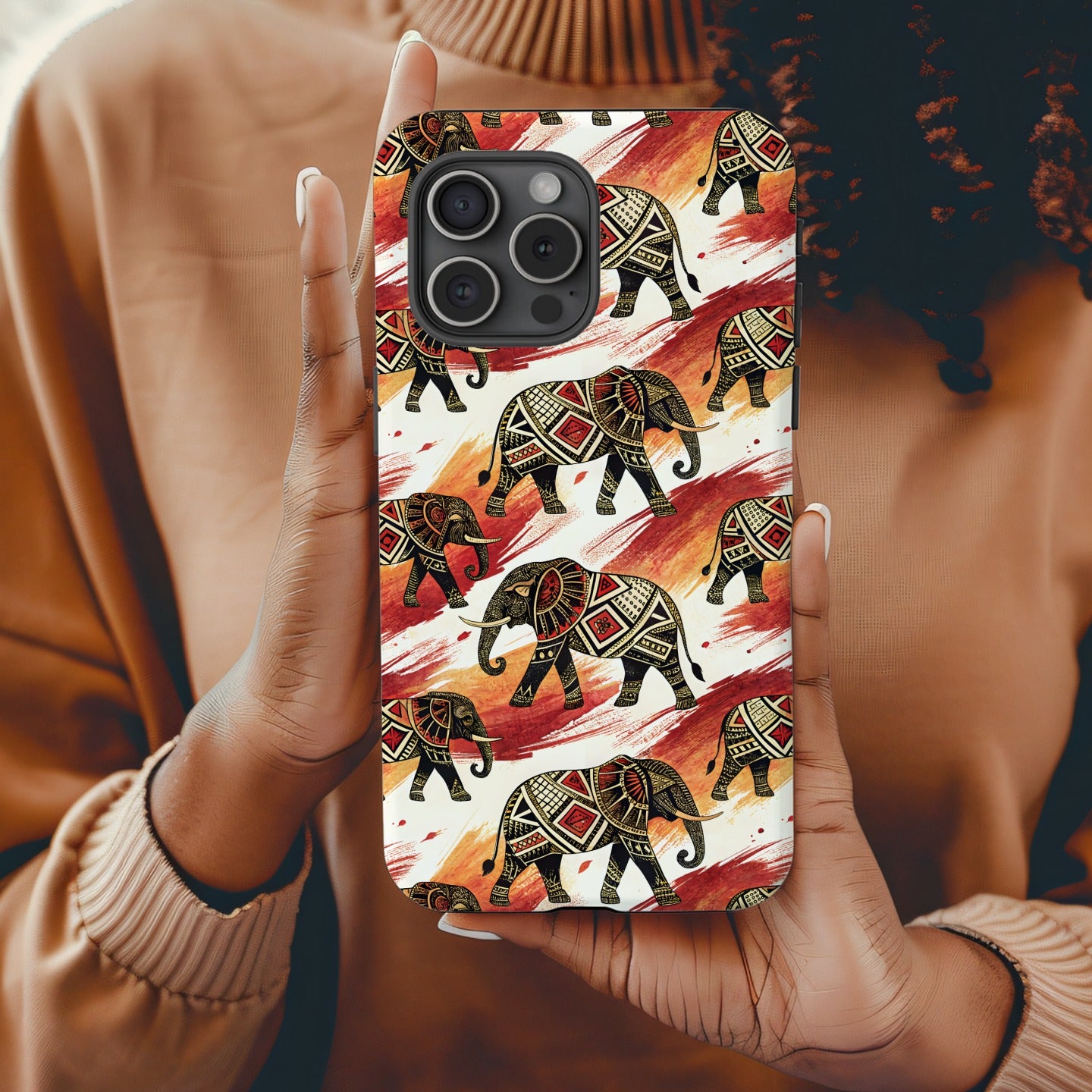 Tribal Elephant Graphic Design for Custom Phone Case - Walk Greener