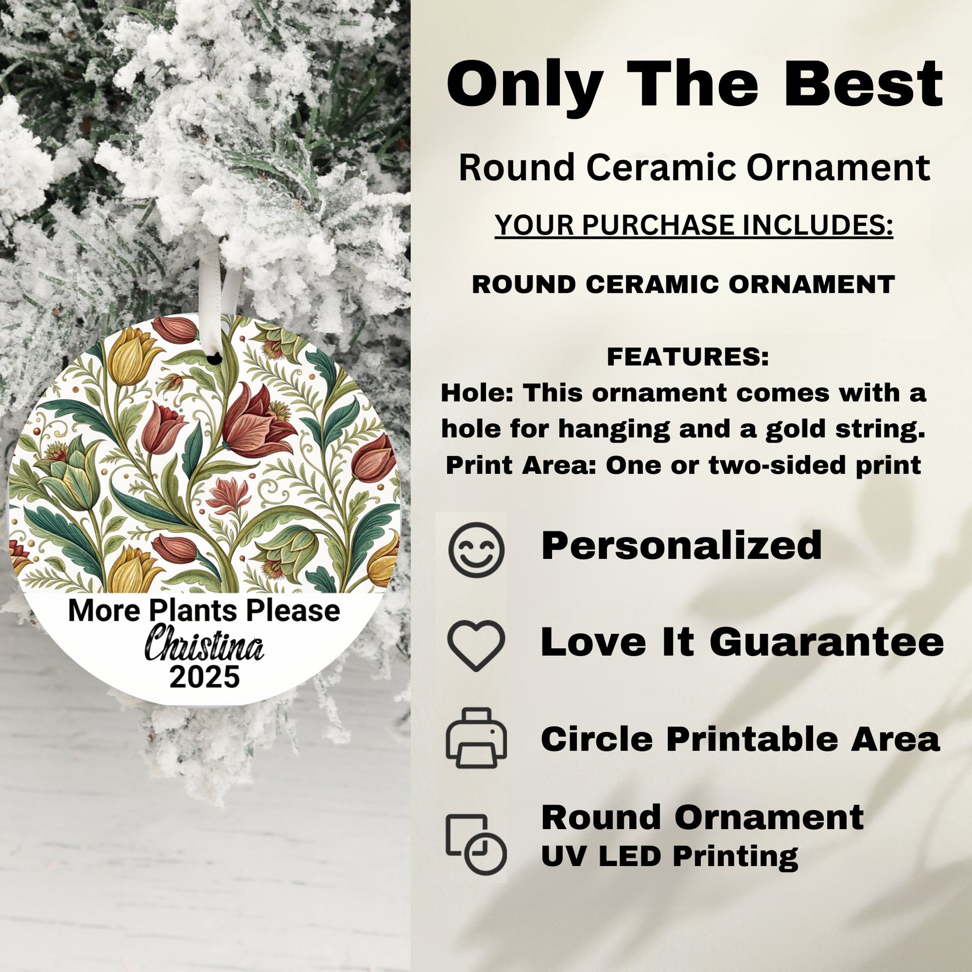 Personalized Floral Christmas Ornament Holiday product