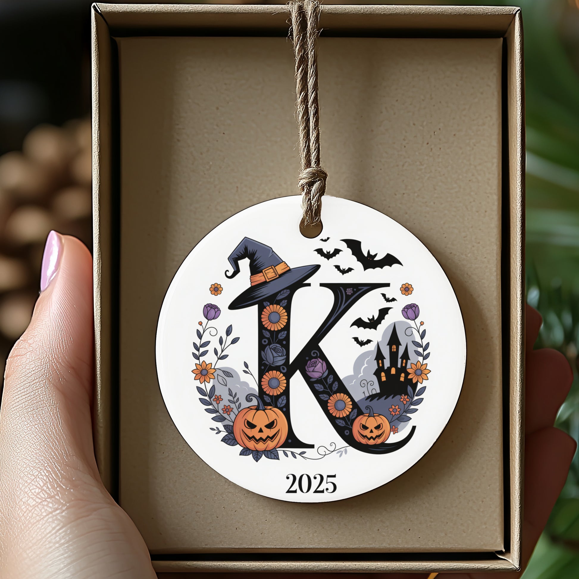 Personalized Halloween Themed Monogram Ornament product type