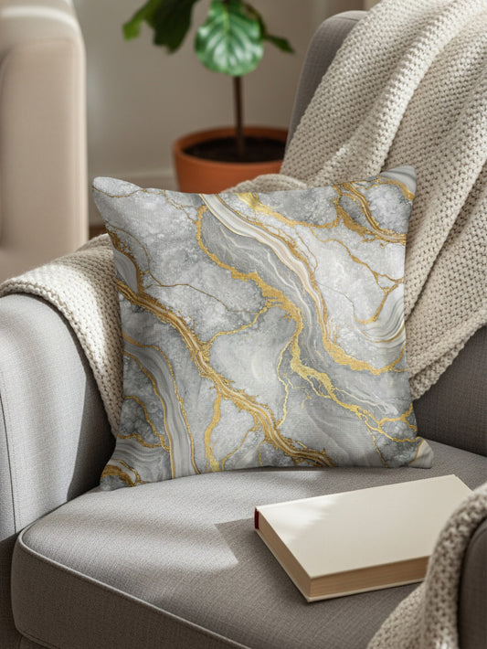Marble and Gold Vein Decorative Throw Pillow Product