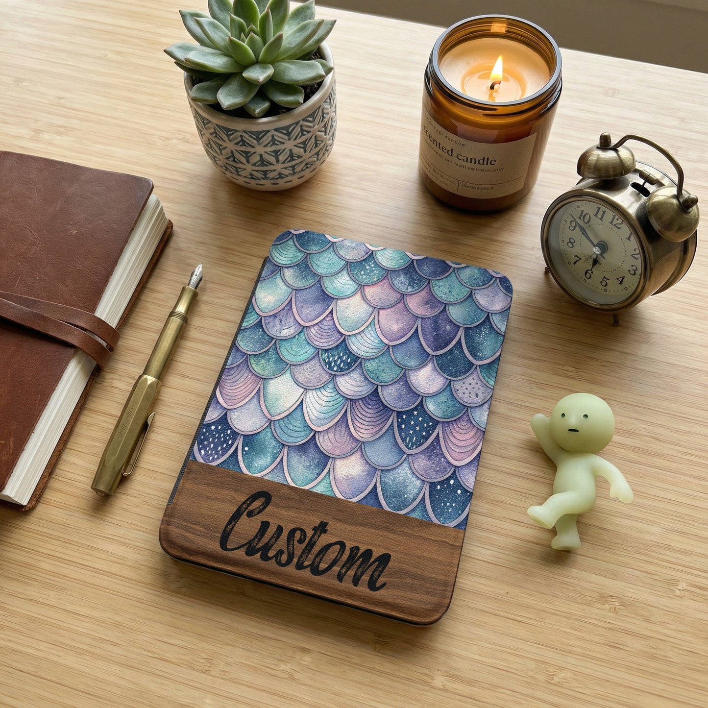 Custom Mermaid Scale Design Notepad for Your Desk