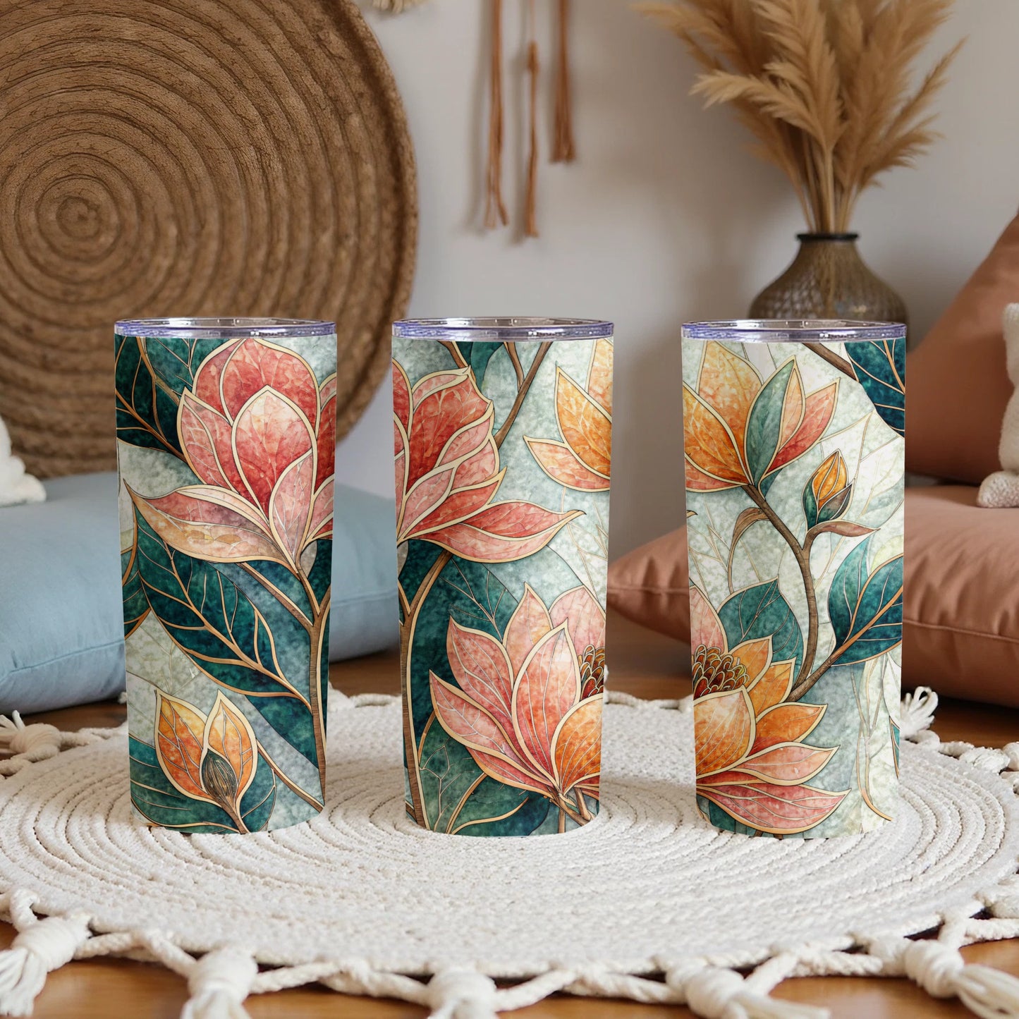 Elegant Floral Dream Design Perfect Art Nouveau Style 20 oz Skinny Tumbler - Walk Greener