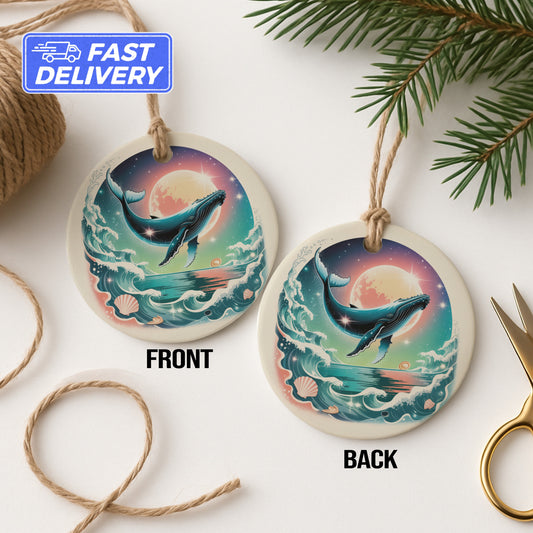 Whale Sunset Design Two-Sided Ornament product type