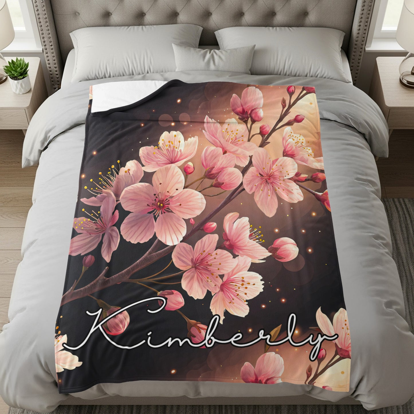 Kimberly Floral Design Personalized Blanket