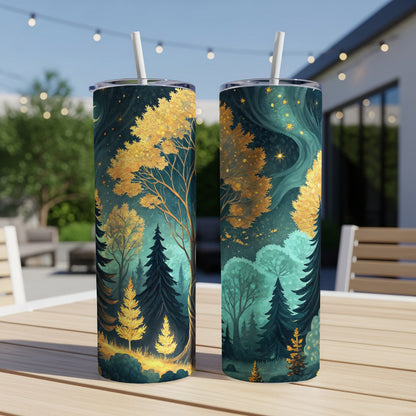 Magical Forest Art Design Tumbler with Lid for Beverages