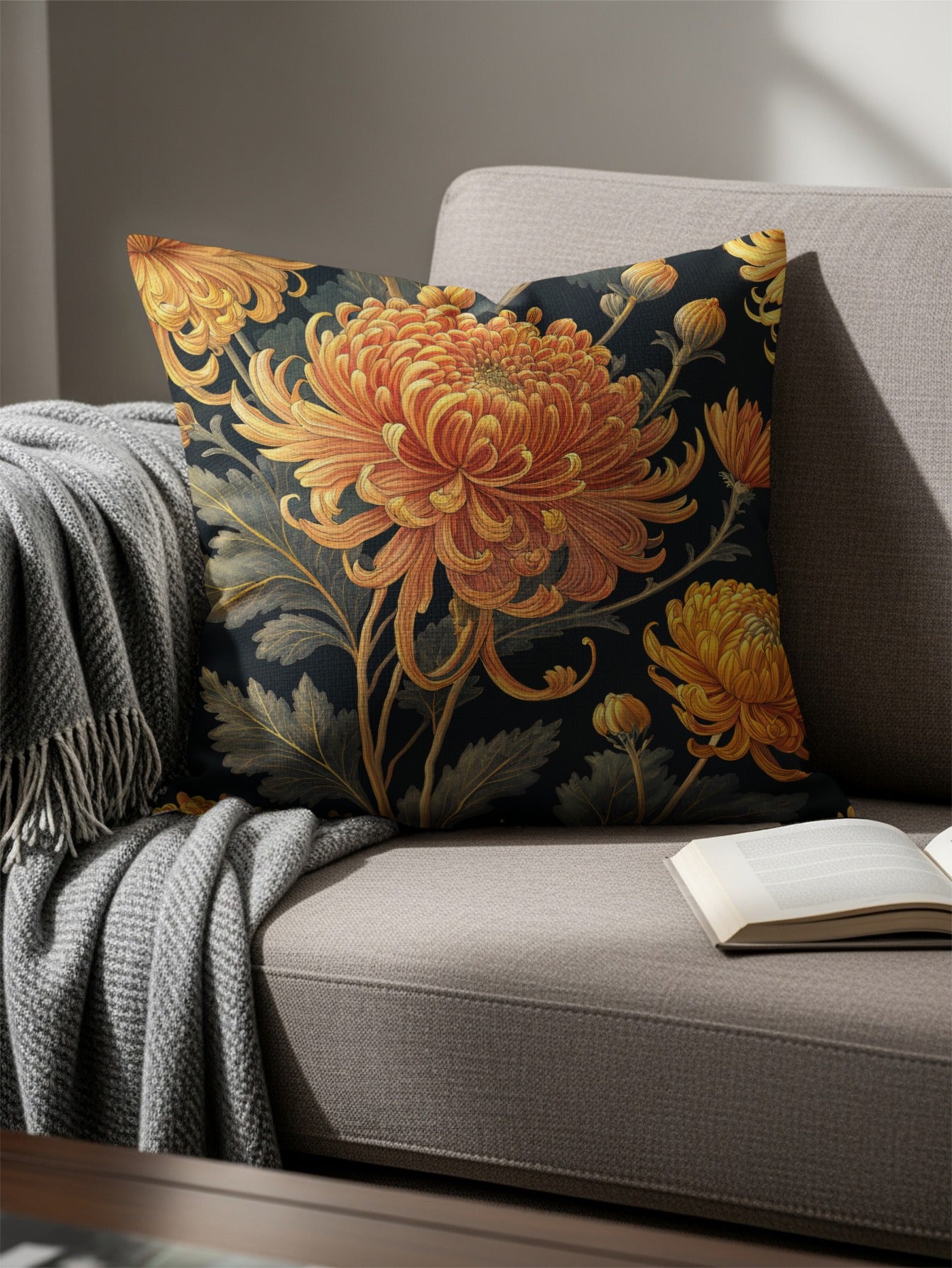 Elegant Chrysanthemum Floral Design Decorative Cushion