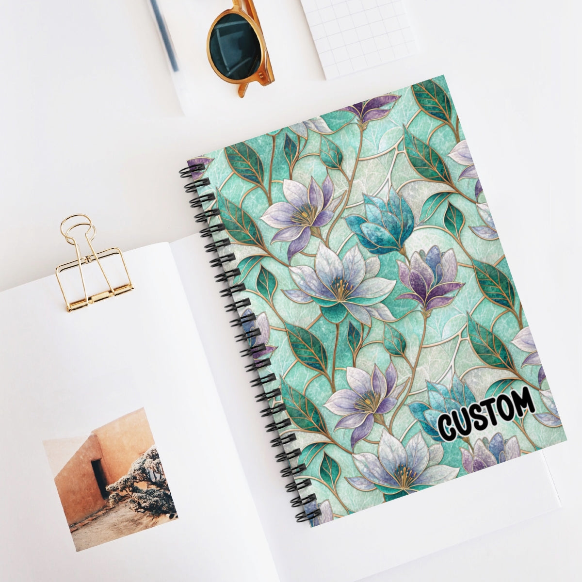 Custom Floral Design Hardcover Spiral Notebook