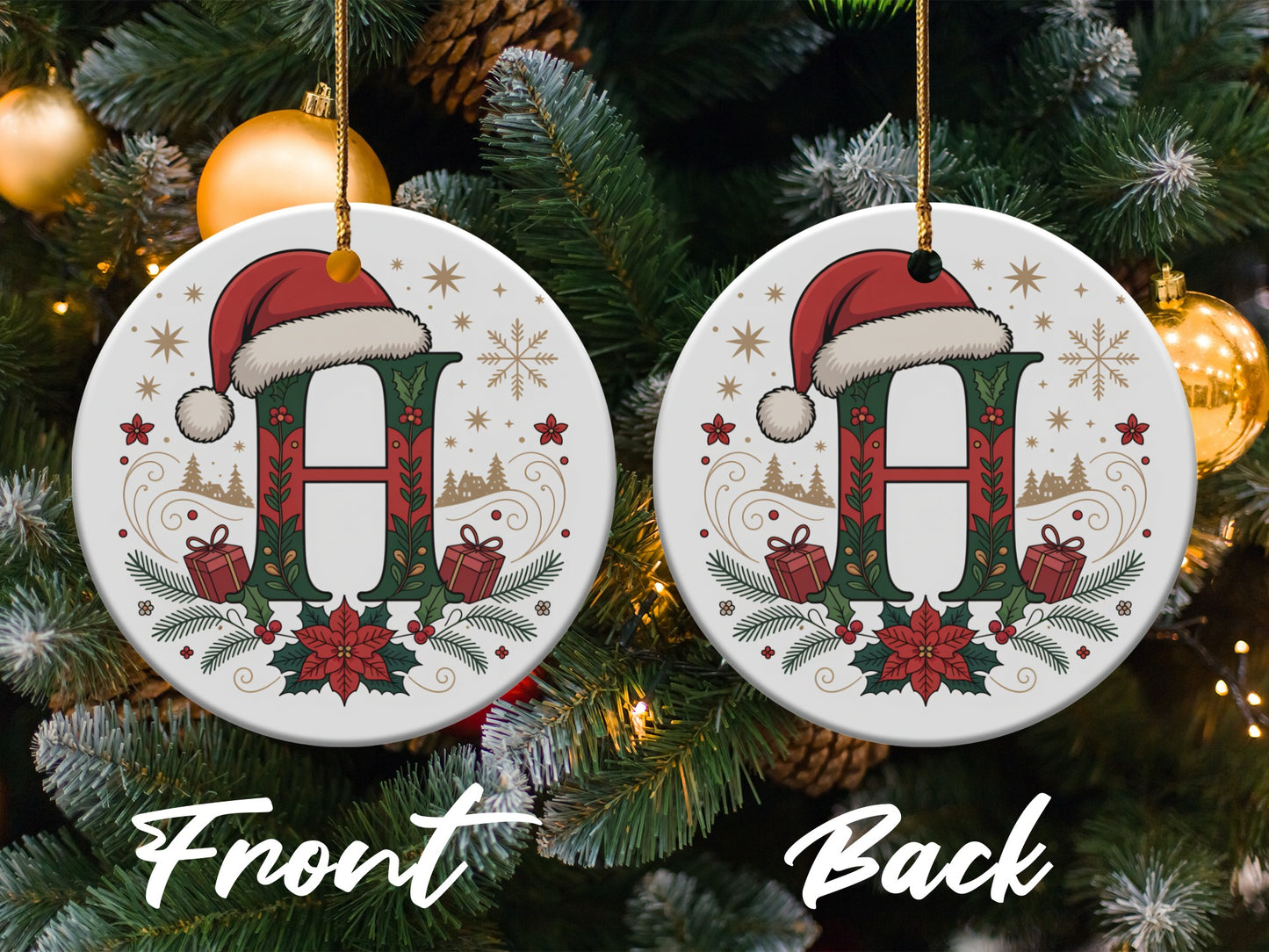 Christmas Initial Ornament With Festive Decorations product