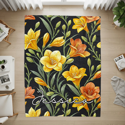 Custom Floral Pattern with Name Jessica Rug