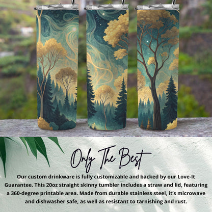 Customizable 20oz Skinny Tumbler with Forest Design