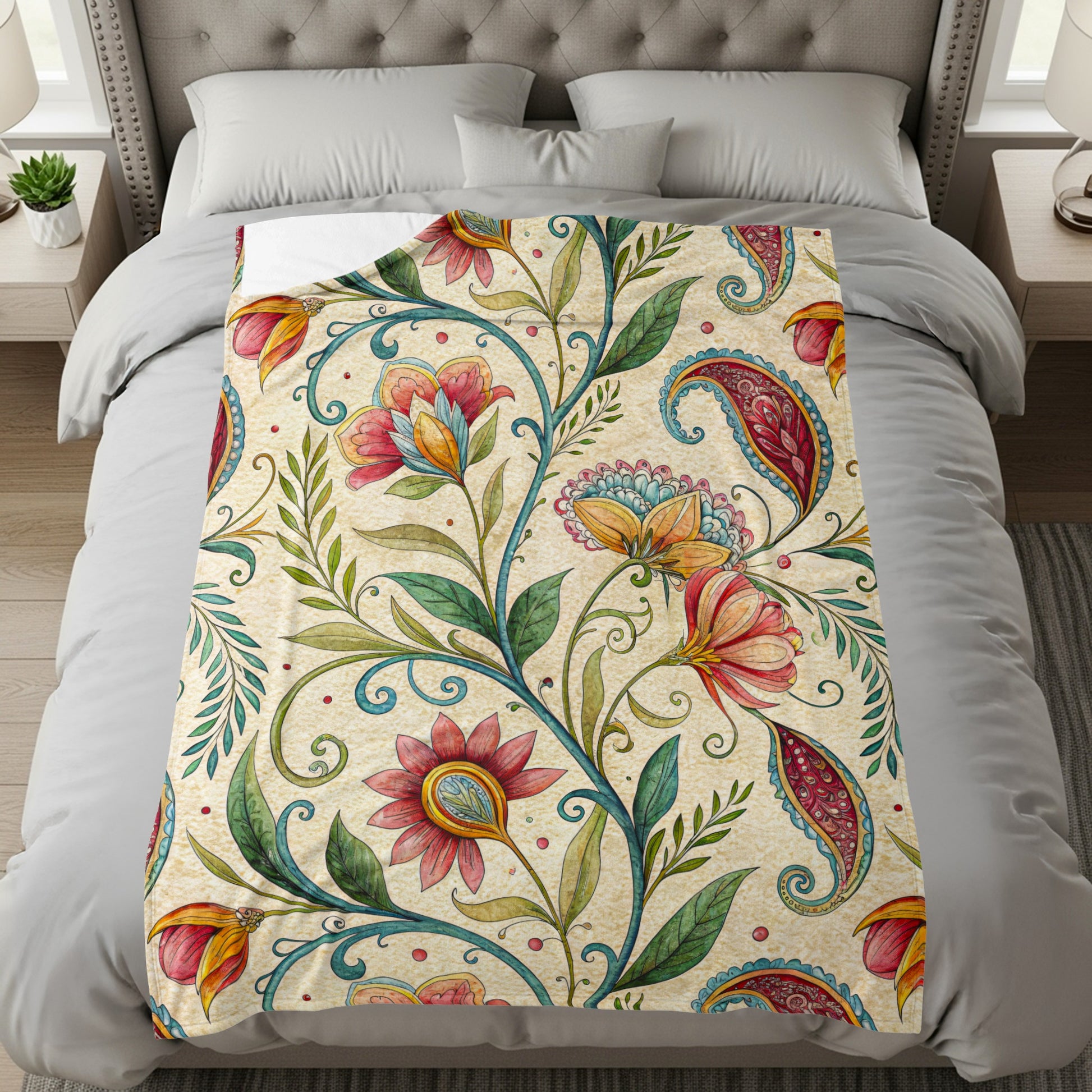 Exotic Floral Delight a Unique Pattern Velveteen Plush Blankets - Walk Greener