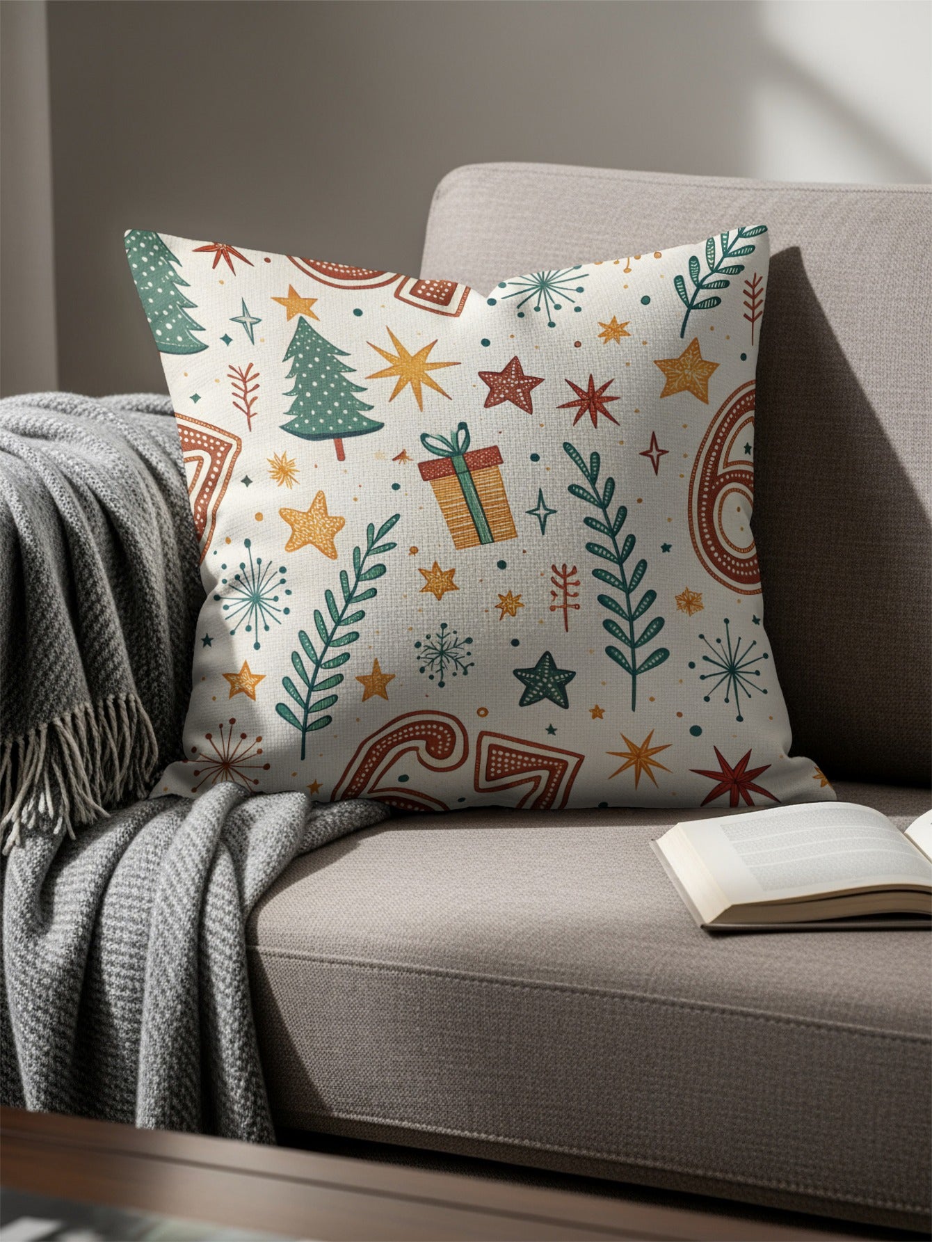 Festive Holiday Decorative Throw Pillow for Home Decor