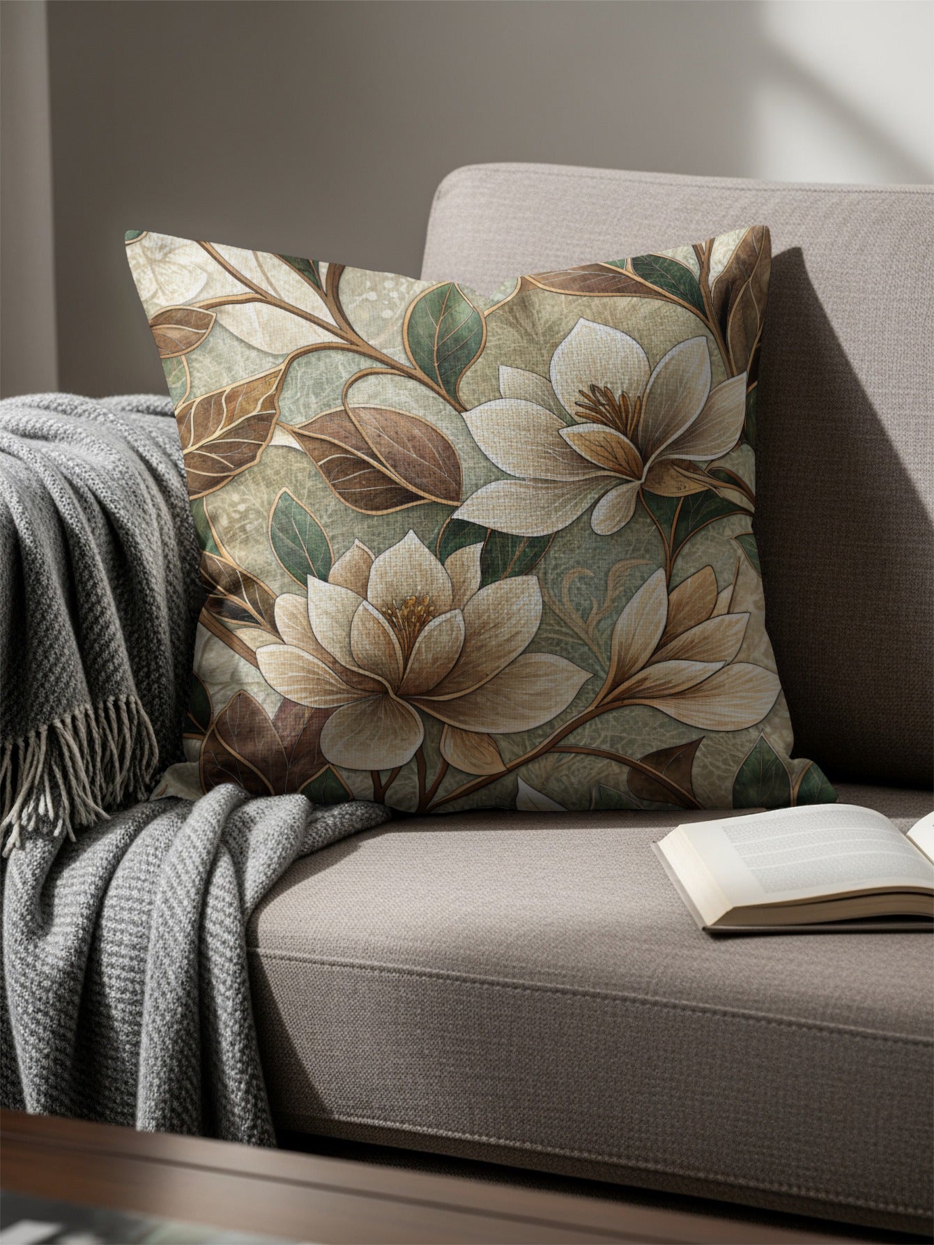 Elegant Floral Pattern Throw Pillow for Home Decor