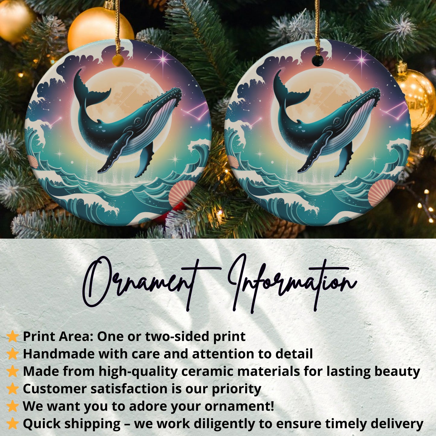 Beautiful Whale Art Christmas Ornament product type