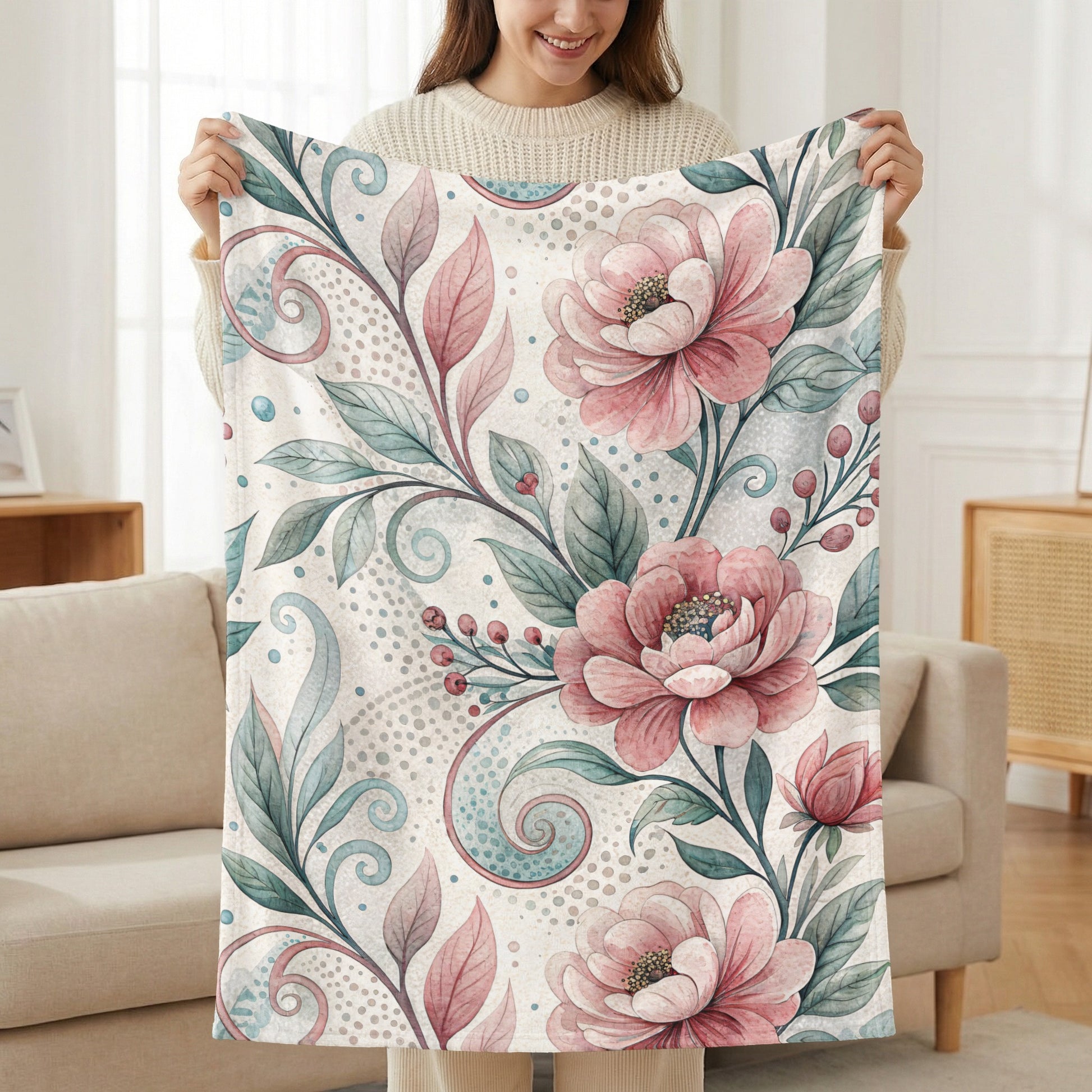 Floral Watercolor Painting Pink Blooms Artistic Design - Walk Greener