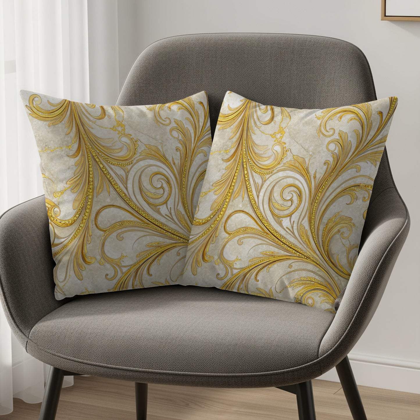 Elegant Gold Swirl Pattern Decorative Pillow product