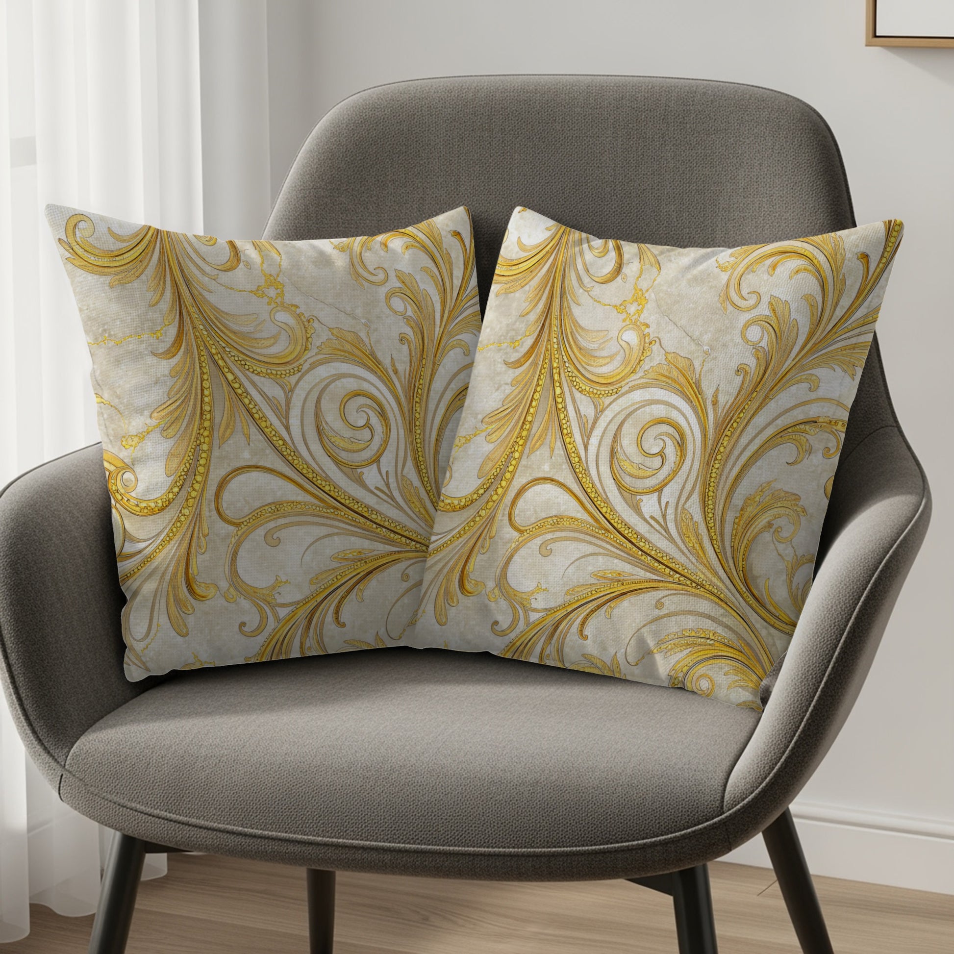 Elegant Gold Swirl Pattern Decorative Pillow product