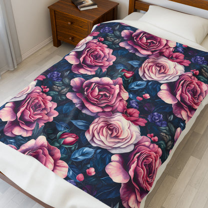 Floral Velveteen Plush Blanket - Cozy Home Decor for Floral Lovers