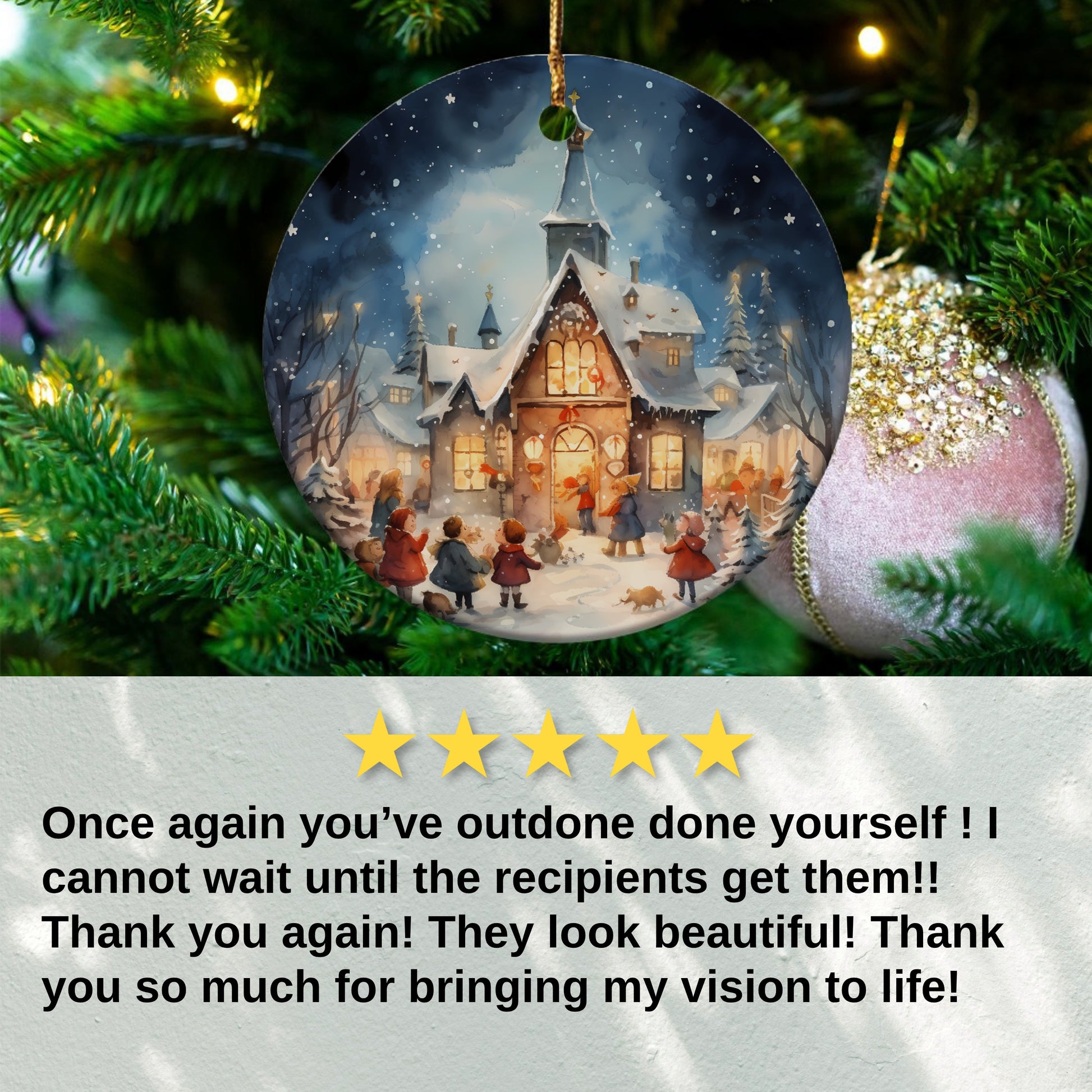 Christmas Tree Night Scene Ornament product