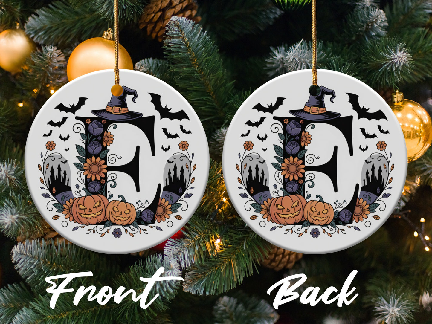Personalized Halloween Initial E Ornament product