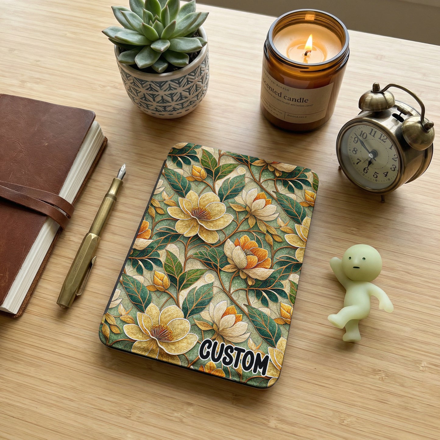 Custom Yellow Flower Pattern Notebook Customizable Design