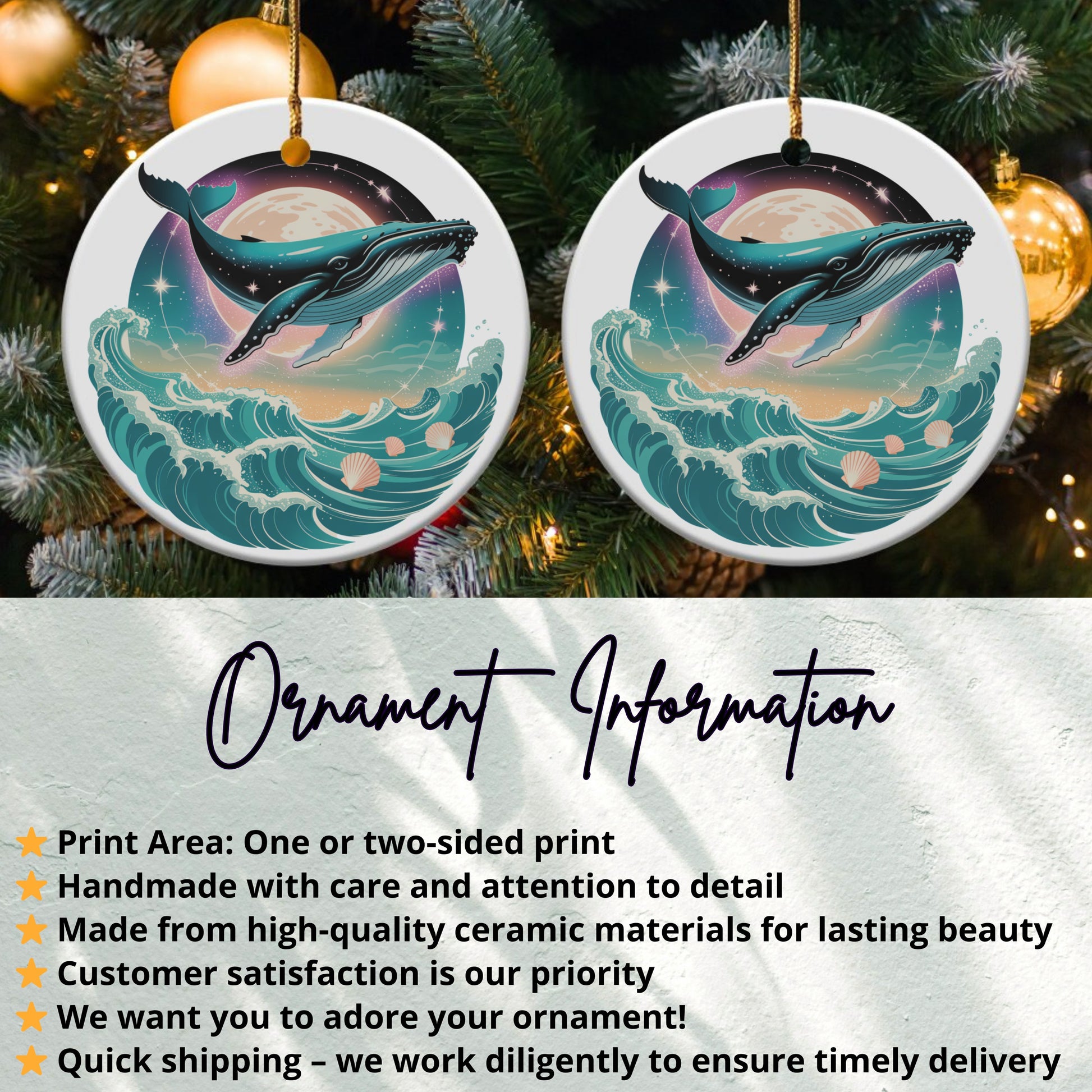 Majestic Whale Ocean Scene Round Ornament product type