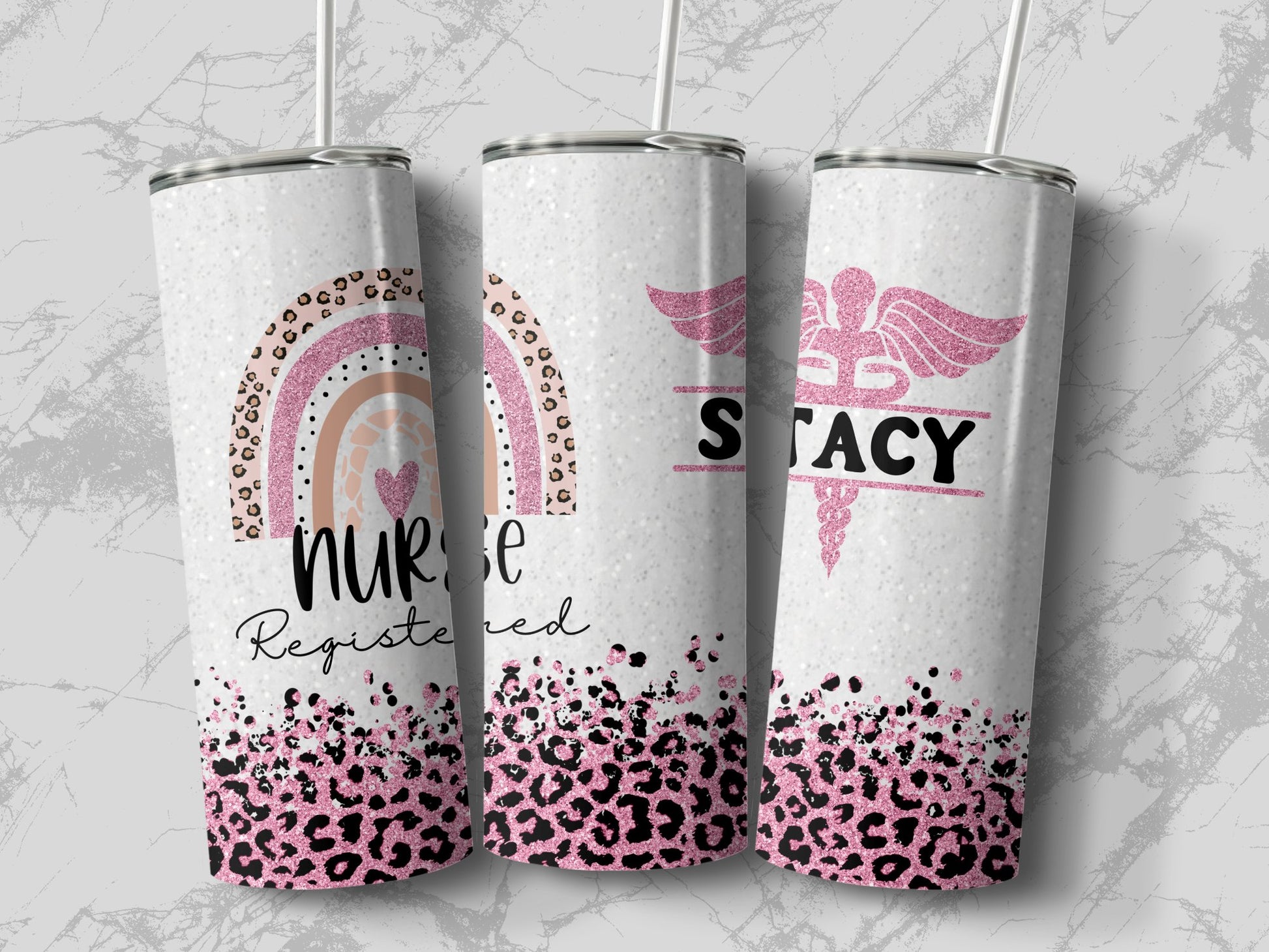 Custom Name Registered Nurse 20oz Skinny Design Tumblers - Walk Greener