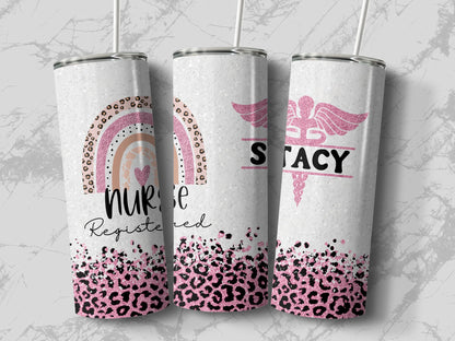 Custom Name Registered Nurse 20oz Skinny Design Tumblers - Walk Greener