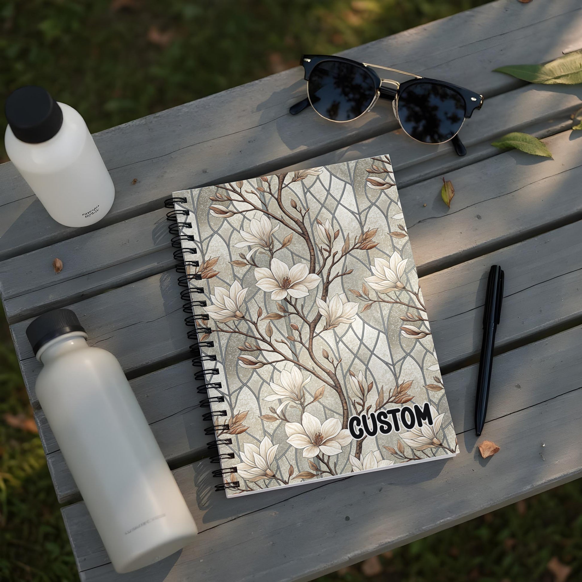 Floral Pattern Customizable Spiral Bound Notebook