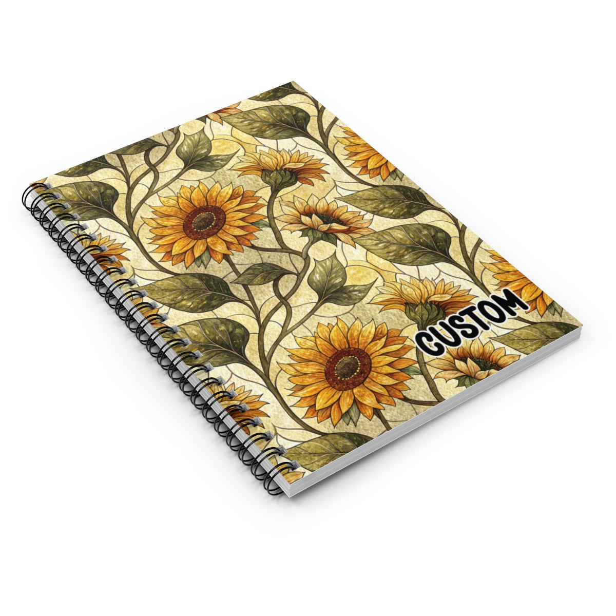 Custom Sunflower Art Spiral Bound Journal Notebook