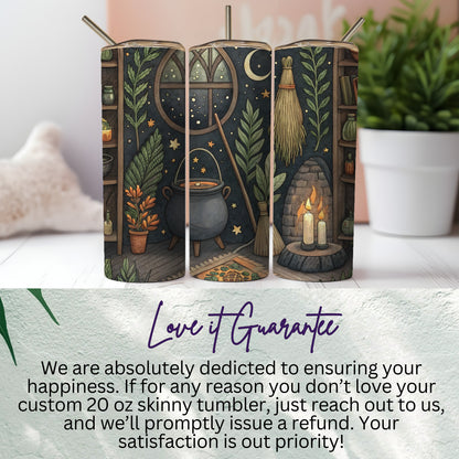 Enchanting Cauldron and Candles Design Skinny Tumbler