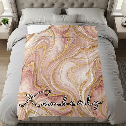 Elegant Marble Swirl Bedding with Personalized Name