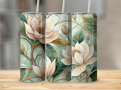 Floral Watercolor Design Art Nouveau Pattern 20 oz Skinny Tumbler - Walk Greener