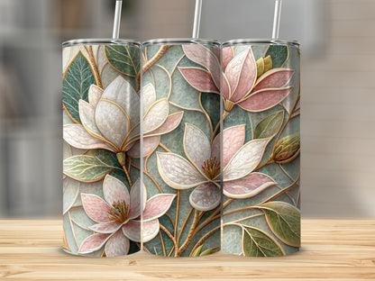 Magnolia Blossom Patterned Decorative Image Design for Tumblers 20 oz Skinny Tumbler - Walk Greener