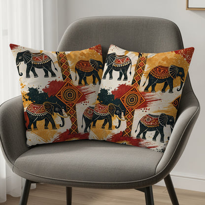 Vibrant Elephant Pattern Decorative Accent Pillow