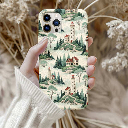 Coastal Lighthouse Landscape Pattern Design Custom Phone Case - Walk Greener