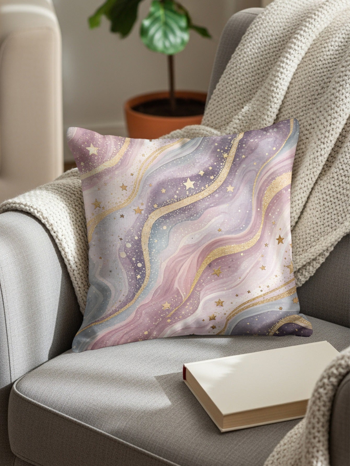 Starry Pastel Waves Pillow for Cozy Home Decor