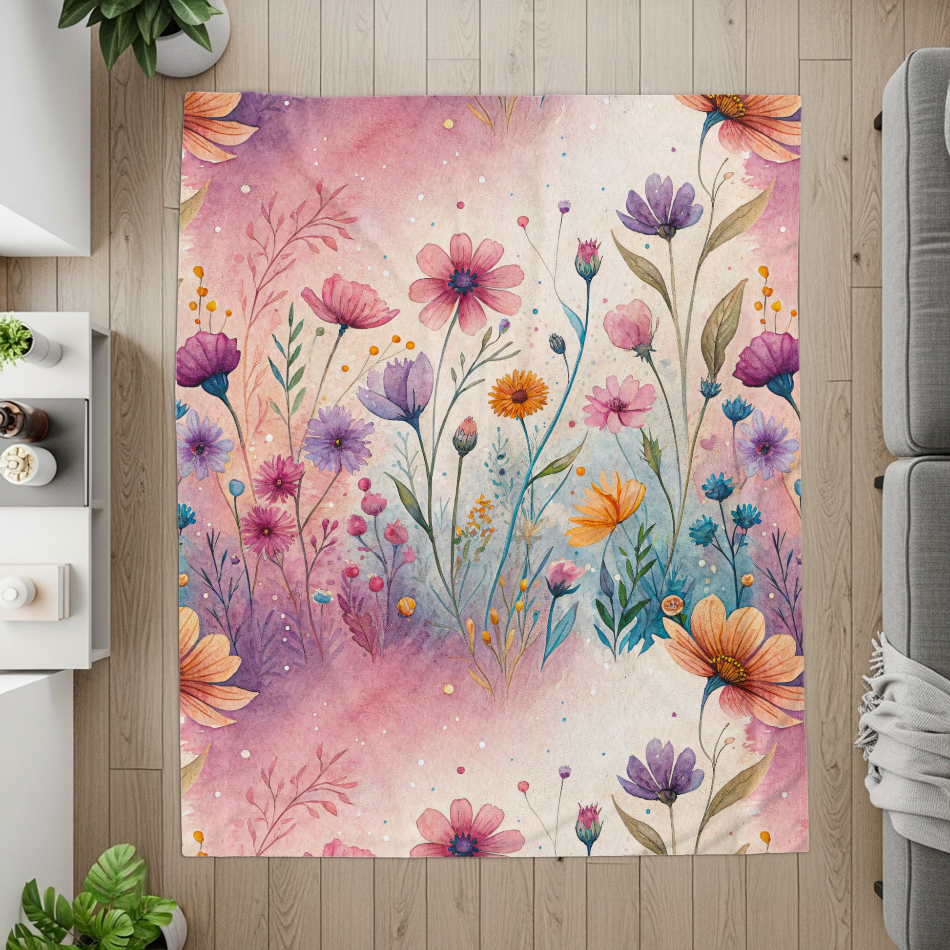 Watercolor Floral Garden Scene Artistic Design - Walk Greener