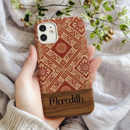 Bohemian Patterned Phone Case with Personalized Name