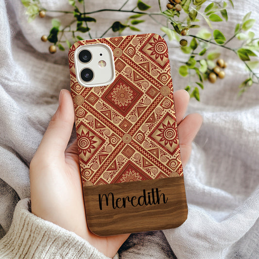 Bohemian Patterned Phone Case with Personalized Name