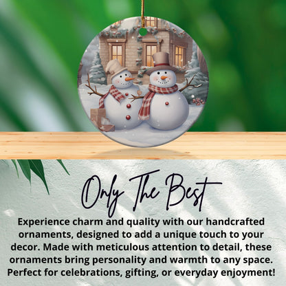 Snowman Couple Christmas Ornament product