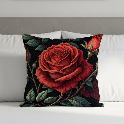 Crimson Roses Floral Arrangement Decorative Floral Throw Pillows - Walk Greener
