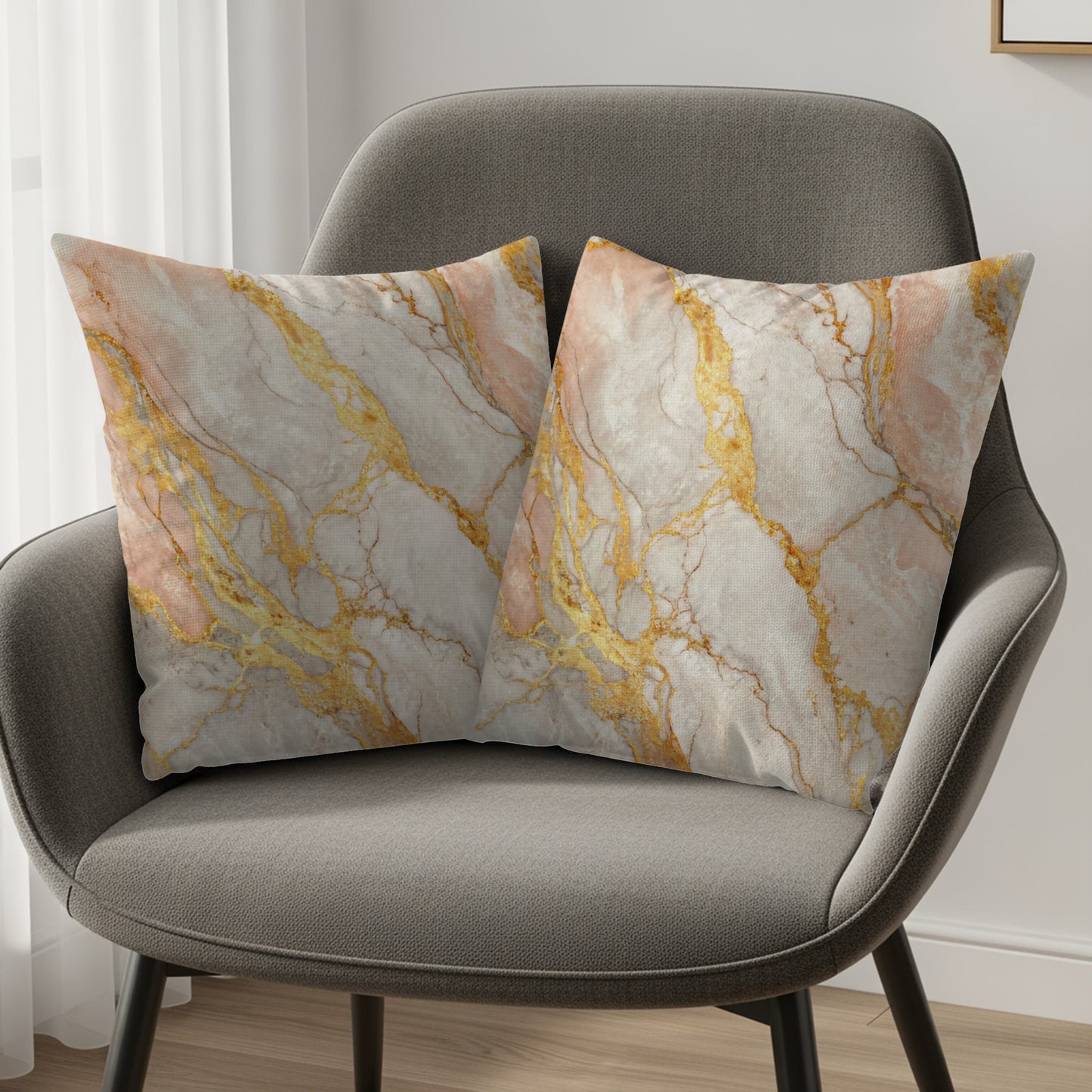 Elegant Marble Print Throw Pillow Set for Home Decor